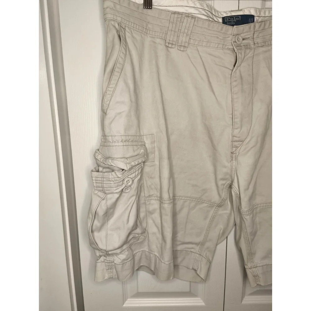Vintage Polo Ralph Lauren Cargo Shorts Mens 42 Khaki Baggy Twill Casual 90s‎ Y2K